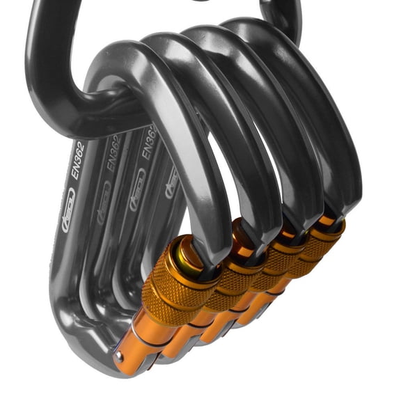[5 Packs] Aluminum D-Ring Clip Hook Climbing Screw Locking Screwgate Rescue Carabiner Gray Iclover