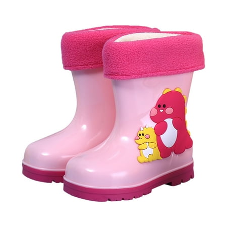 

Zlekejiko Children Waterproof Rain Boots Comfortable Wrapped Cartoon Removble Interior Design Children Rain Shoes