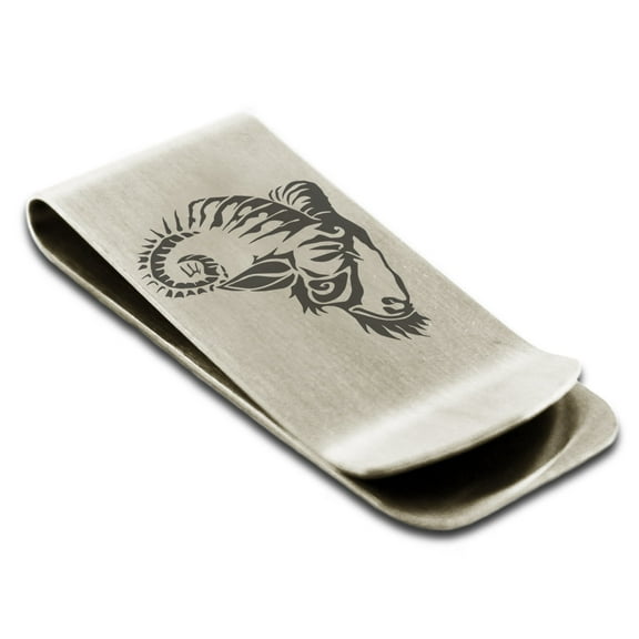 Tioneer Stainless Steel Celestial Satyr Goat Engraved Money Clip Holder
