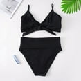 thumbnail image 4 of Gubotare Womens Bikini Tops High Waisted Tummy Control Ribbed Bikini Crop Top Brazilian Swimsuit Set 2 Piece,Black 4XL, 4 of 5