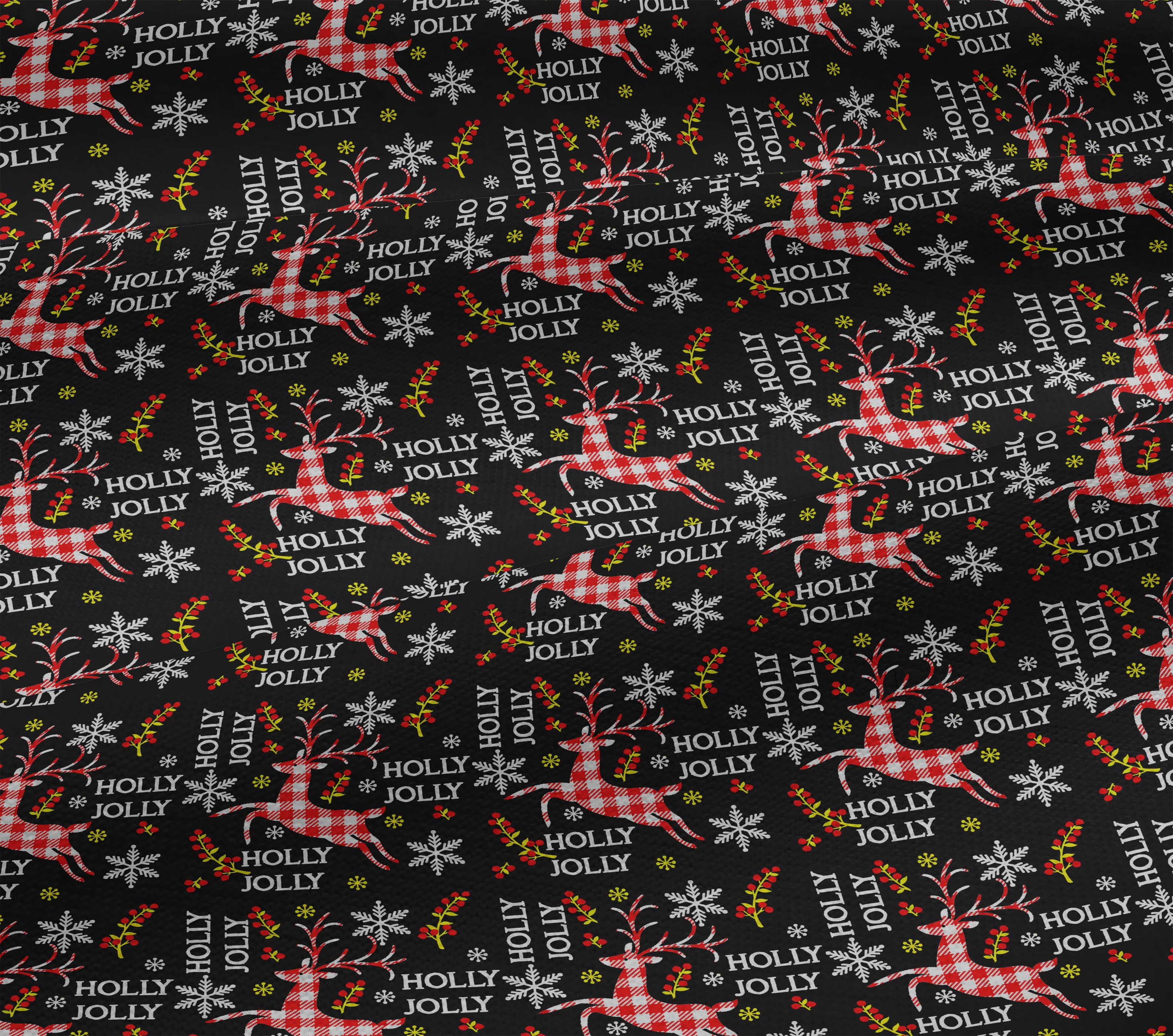 oneOone Cotton Jersey Black Fabric Merry Christmas Craft Projects Decor Fabric Printed By The Yard 58 Inch Wide