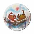 thumbnail image 1 of Crabs Mouse Pad for Computers, Sea Animals Theme 2 Crabs Dancing on the Abstract Grunge Background Print, Round Non-Slip Thick Rubber Modern Gaming Mousepad, 8" Round, Brown Pale Blue, by Ambesonne, 1 of 2