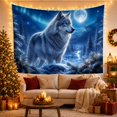 thumbnail image 3 of Wolf Under Full Moon & Aurora in Snowy Forest, Mystical Digital Art for Wildlife Lovers, Nature Illustration Decor, Christmas Gift, Tapestry Wall Hanging for Bedroom and Living Room, 3 of 7