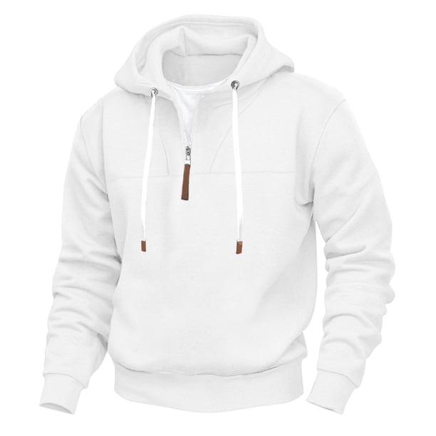 Sudadera con capucha para hombre, color sólido, informal, a la moda, holgada, de manga larga, con cremallera, sudadera con capucha, blusa de poliéster para hombre