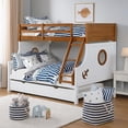 thumbnail image 4 of Nexo Twin over Full Bunk Bed with Trundle-Oak Brown-White-Solid Wood, 4 of 7