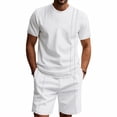 thumbnail image 1 of Weiqiqre Men's Short Sets 2 Piece Outfits Button Down Linen Shirts and Short Sets Summer Beach Outfis, 1 of 9