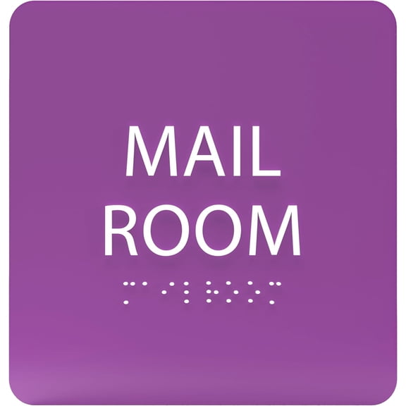 ADA CENTRAL SIGNS - 6" X6" Mail Room Sign - ADA Compliant Tactile Graphics Grade 2 Braille Text Acrylic Wall Signs - Mail Packages, Sorting Distribution, Postal Envelopes, Parcels Services Door Sign