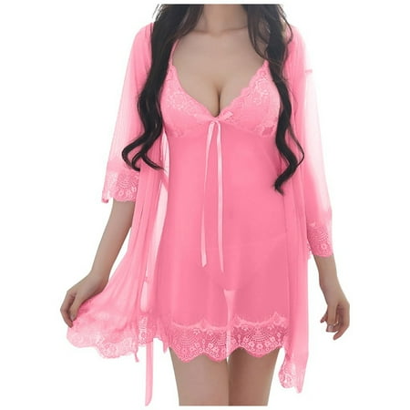 Afdoent Sexy Lingerie For Women Sexy Wireless Rimless Pajamas Lace Nightdress Silk Underwear Female Sleepwear