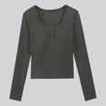 thumbnail image 2 of BUIGTTKLOP Built in Bra Tops for Women Long Sleeve Shirts Button up Tights Tees Stretchy Slim Fitted Basic Tees, 2 of 6