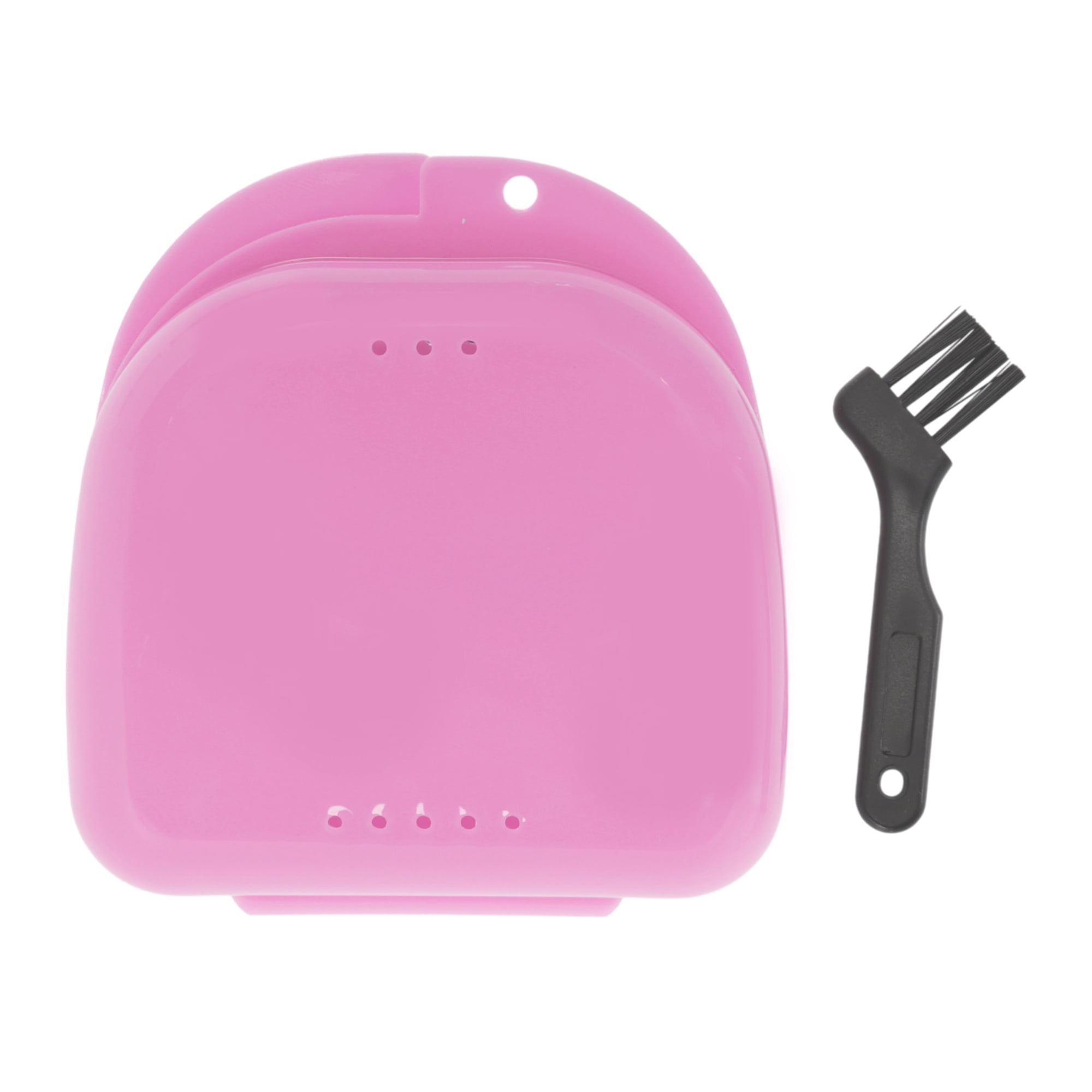 Unique Bargains Compact Braces Box with Brush 1 Set Pink