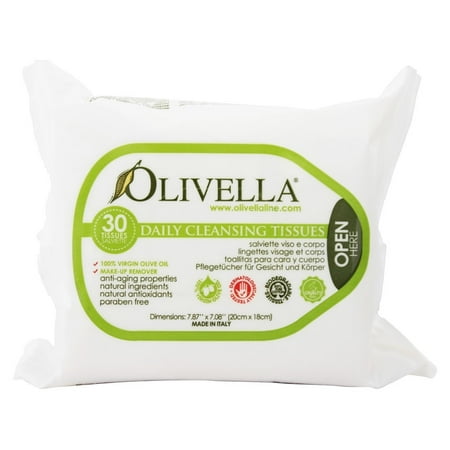 Olivella Daily Facial Cleansing Tissues, 30 Ct