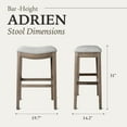 thumbnail image 5 of Maven Lane Adrien Backless Saddle Kitchen Stool, Reclaimed Oak, Set of 3, 5 of 6