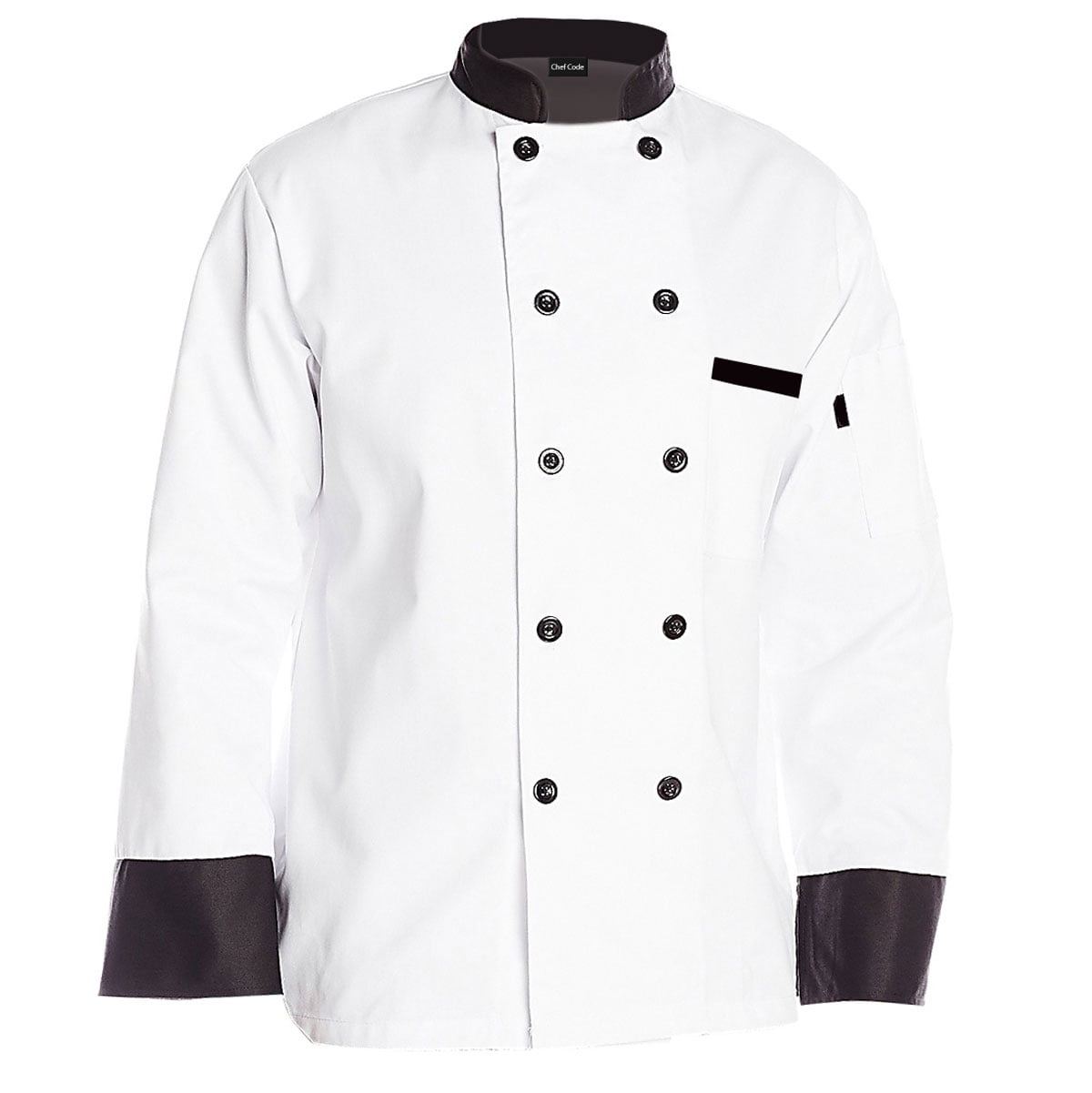 NEW MENS MASTER WHITE CHEF COAT with Black Piping Long Sleeves Size XL,4XL 