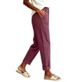 thumbnail image 5 of Hueook Womens Golf Pants Lounge Work S High Waisted Straight Leg Cotton and Linen Pants with Flared Casual Point Pocket Pants Hot Pink M, 5 of 8