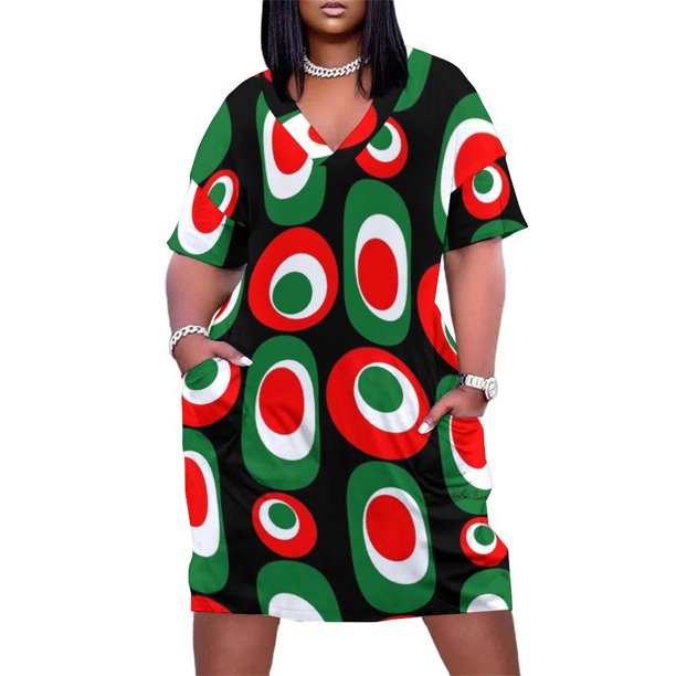 Vestido de fiesta navideño con medias mangas para mujer, vestido con bolsillo, vestidos anchos con forro polar