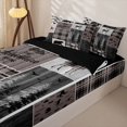 thumbnail image 3 of Erosebridal Retro Lodge Pattern Zipper Queen Comforter Set with Fitted Sheet and 2 Pillowcases,Rustic Wildlife Silhouette Zipper Bedding Set,Taupe Black Brown,Black Reversible, 3 of 6