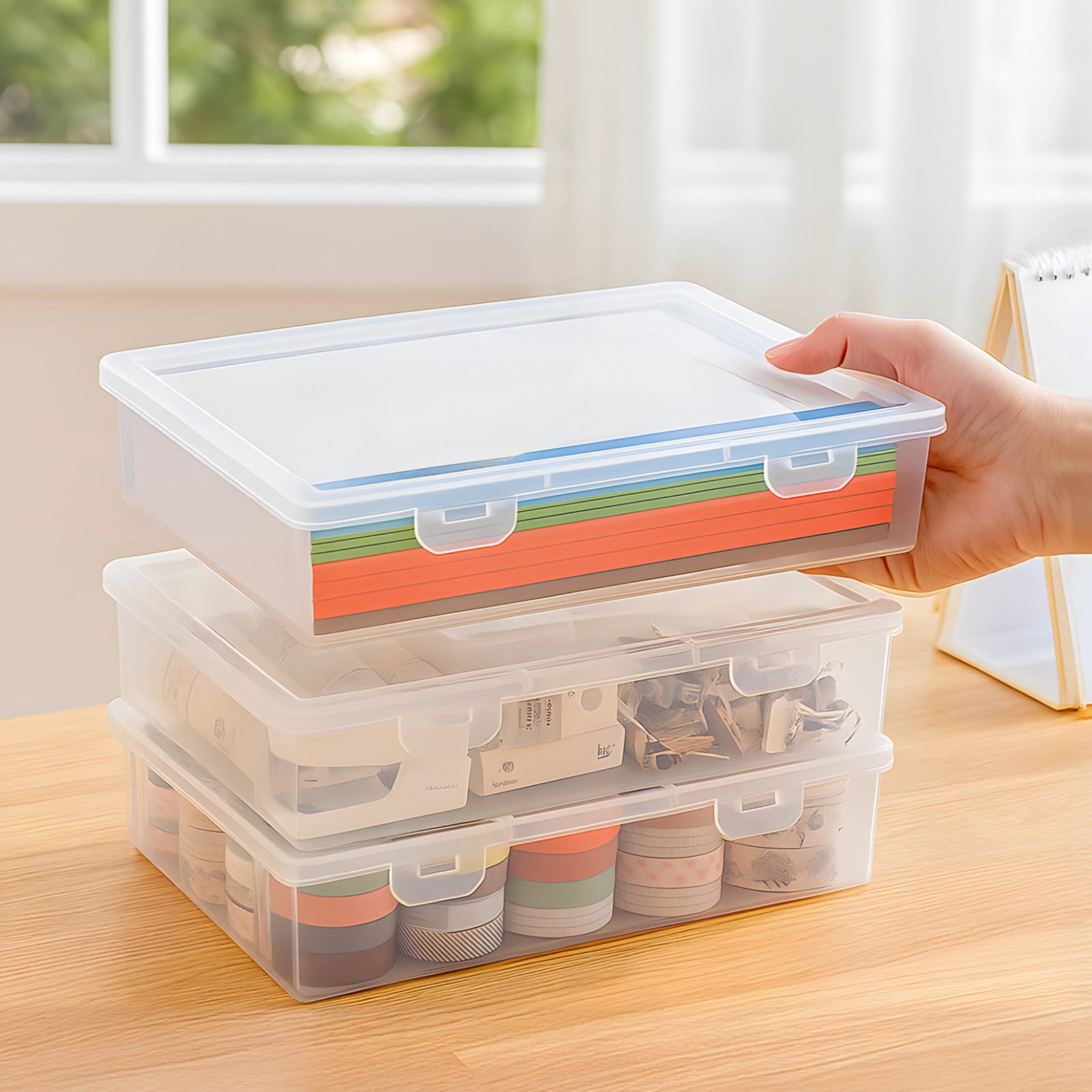 6Pcs Arts and Crafts Organizer Storage, Books Storage Boxes, Plastic Storage Containers with Lids for Crafts, Long-lasting Transparent Craft Organizers and Storage Box, Ideal for Beads and Stationery