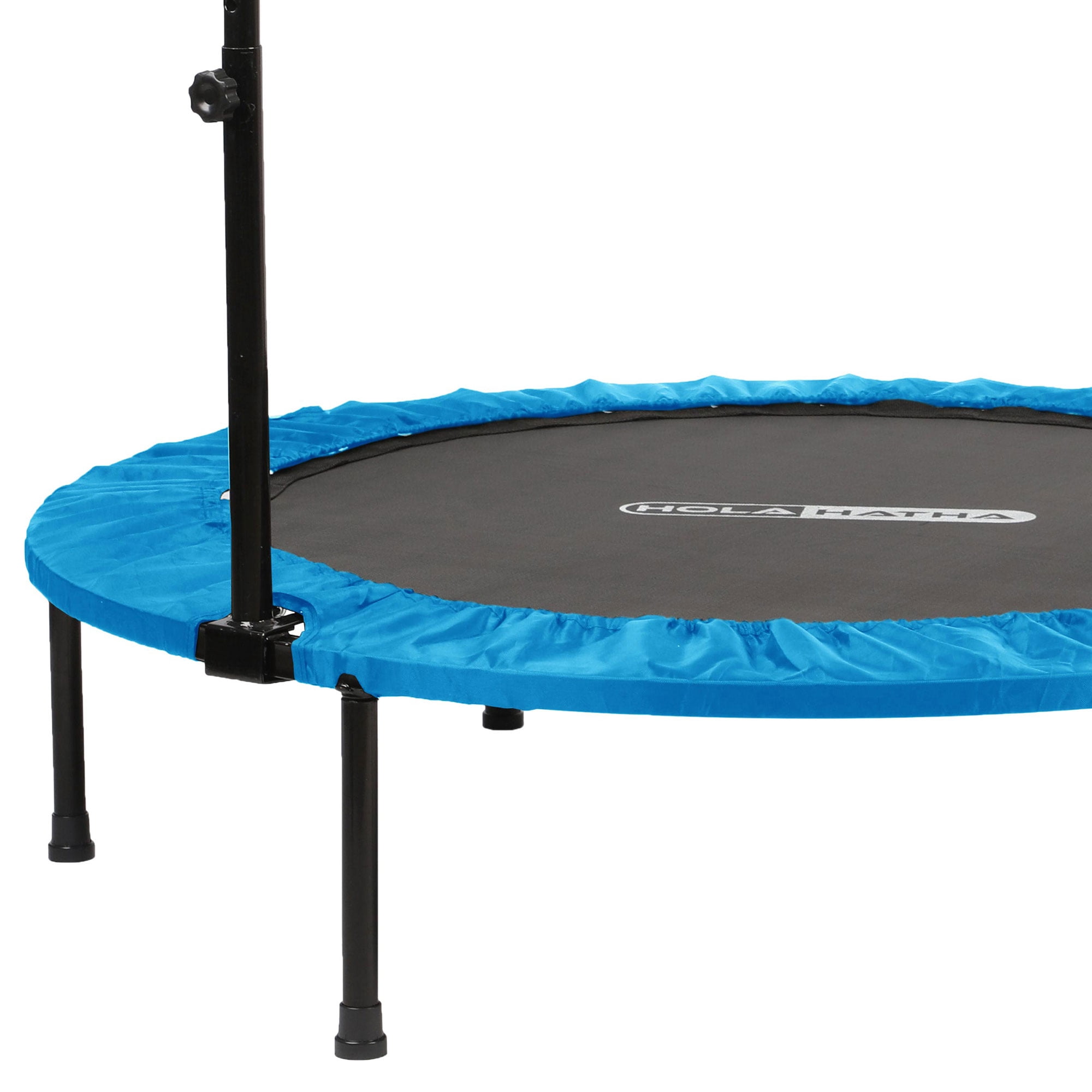 HolaHatha 48" Folding Mini Fitness Trampoline with Adjustable Handle, Blue