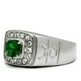 thumbnail image 4 of Luxe Jewelry Designs Men's Stainless Steel Ring with Round Emerald Synthetic Glass and Clear Stones, 4 of 4