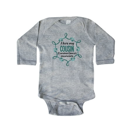 

Inktastic I Love My Cousin Ovarian Cancer Awareness Gift Baby Boy or Baby Girl Long Sleeve Bodysuit
