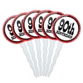 thumbnail image 1 of 90th Ninetieth Birthday Red Black Polka Dots Cupcake Picks Toppers - Set of 6, 1 of 1