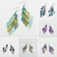 thumbnail image 4 of Grandest Birch Lady Colorful Multi Layers Hollow Leaf Elegant Hook Earrings Jewelry Decor Alloy Silver, 4 of 8