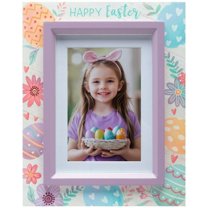 Fine Photo Gifts Happy Easter Flower & Eggs 4" x 6' or 5" x 7" Wood Picture Frame