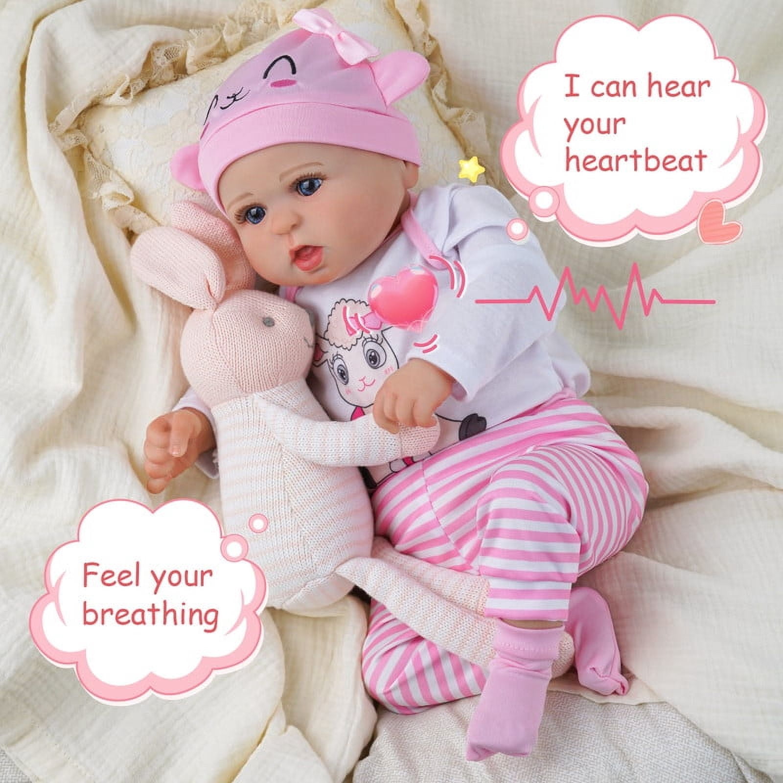 BABESIDE 20 Inch Cutest Reborn Baby Doll Girl with Heartbeat Coos and Breath Real Life Baby Dolls Soft Cloth Body with Gift Box for Kids Age 3+