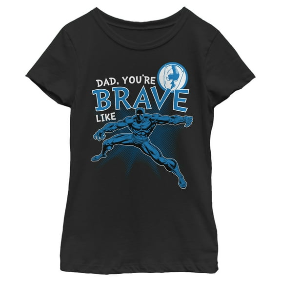 Girl's Marvel Dad You're Brave Like Black Panther  Graphic Tee Black Large