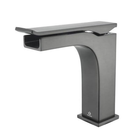 Lexora LFS1011GM Balzani Brass Single Hole Waterfall Bathroom Faucet, Gun Metal