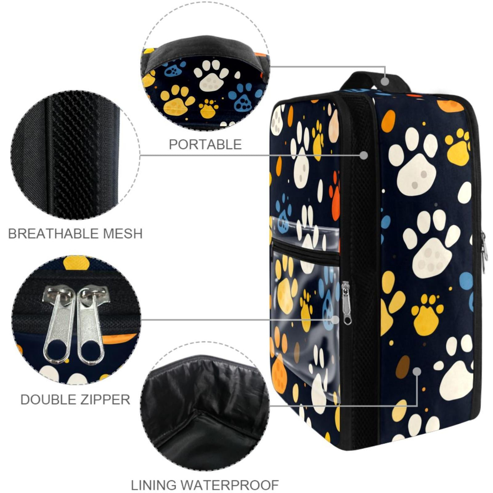 Dog Paw Print Polyester Shoe Organizer Box 23x31cm/9x12in Closet Storage Solution for Footwear Organization