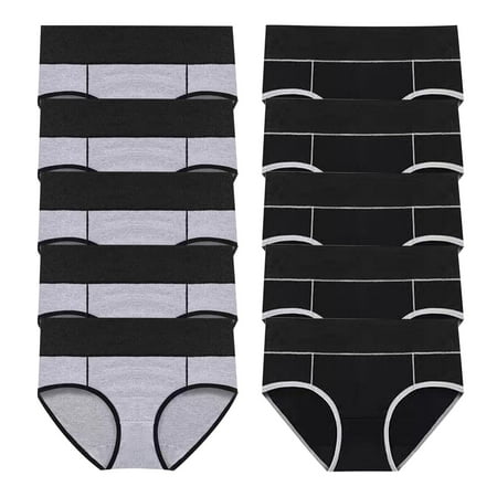 ATOYSOY Women s Plus Size Hip Lifting Cotton Panties  10 Pack Stretchy Shapewear Control Briefs Seamless for Ladies Solid Panty Classic Briefs Comfy Clearance Underpants Multipack Black XL