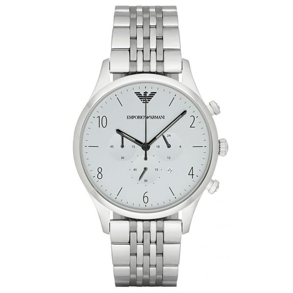 Emporio Armani Men's 43mm Steel Bracelet & Case Quartz Silver-Tone Dial Chronograph Watch AR1879