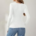 thumbnail image 5 of Tops for Women Long Sleeved V-neck Button Knit Solid Color Sweater White Womens Blouse, 5 of 6