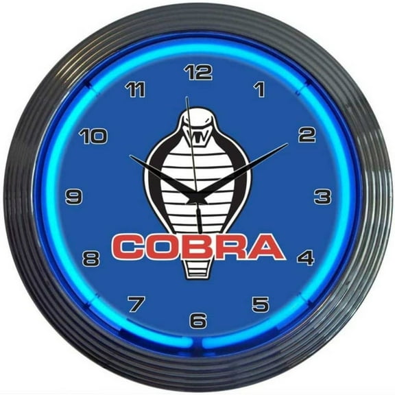 Codllyne Ford Cobra Neon Wall Clock, 15-Inch, Chrome rim with a single ring of blue neon By Brand Codllyne