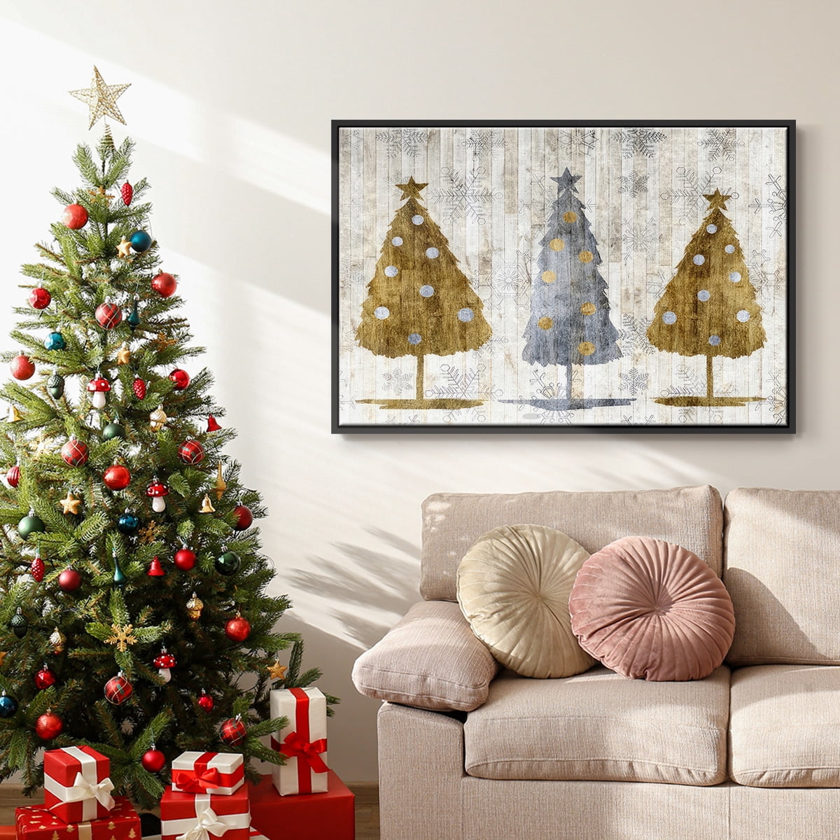 Sophisticated Christmas Collection A - Framed Gallery Wrapped Holiday Canvas - 27 x 41 - Black Frame