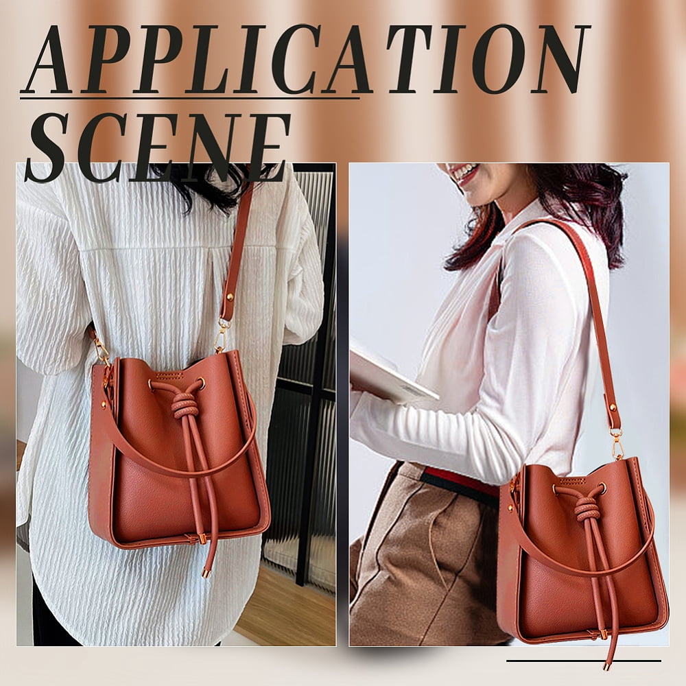 1set DIY Imitation Leather Sew on Women's Crossbody Bucket bag Making Kit including Fabrics D Rings Screw Cord and Needle Screwdriver Sienna Fihished Product: 220x200x100mm