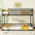 thumbnail image 2 of EUROCO Full XL over Queen Size Bunk Bed, 2-in-1 Wood Bed, Seperate into 2 Single Beds for Kids Teens and Adults, Gray, 2 of 12