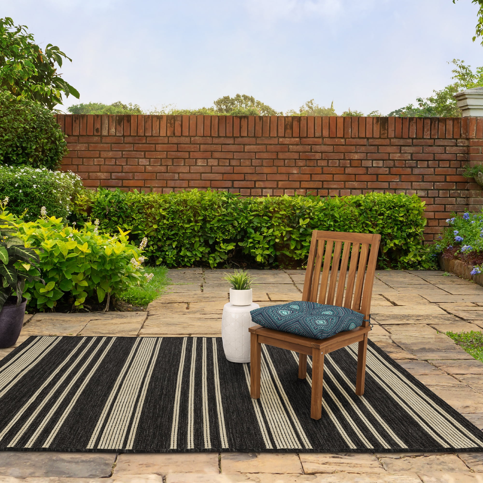 (2 pack) Better Homes & Gardens 18" L x 19" W Navy Medallion Rectangle Outdoor Seat Pad (1 Pack)