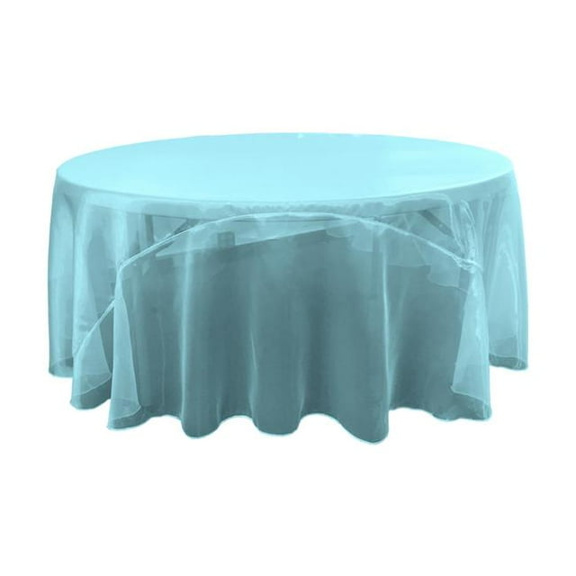 LA Linen TCOrgz108R-TurquoiseO52 Sheer Mirror Organza Round Tablecloth, Turquoise - 108 in.