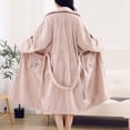 thumbnail image 7 of Women's Plush Fleece Bathrobe with Embroidery - Thick Long Sleeve Shawl Collar Robe with Belt and Pockets, Absorbent Mid-Length Lounge Wear for Winter, 7 of 7