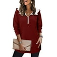 thumbnail image 5 of Half Zip Oversized Hoodies for Women Long Sleeve Loose Sweatshirts Pullover Casual Hooded Tunic Tops with Pocket, 5 of 6