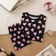 thumbnail image 5 of HOWPAY Valentines Pajamas for Women Set Cute Heart Print Crew Neck Long Sleeve Pajamas with Shorts Causal Loungewear Comfy 2 Piece Lounge Set Black L, 5 of 8