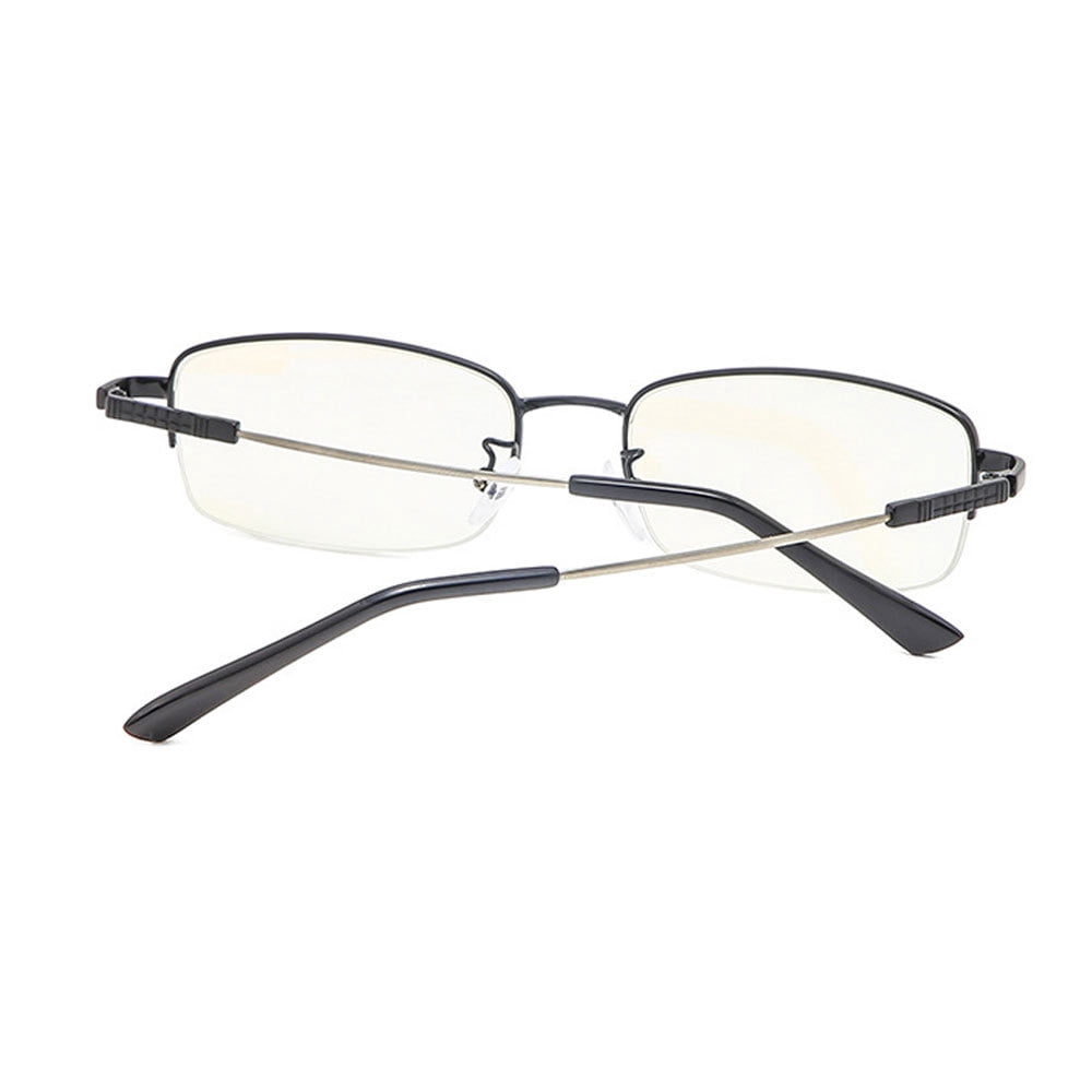 3 Pairs of Super Elastic Memory Ultralight Metal Readers Anti-Blue Light Half Rimless Rectangle Black Reading Glasses +2.50 for Men