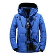 thumbnail image 2 of Honeeladyy Mens Winter Thicken Coat,Fall Warm Puffer Jacket with Removable Hood Solid Color Sport Outwear for Skiing Blue XXXXL, 2 of 3