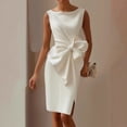 thumbnail image 2 of Ytndtr Elegant Satiny Dresses for Women Ruched Sleeveless Side Split Cocktail Party Wedding Guest Midi Dress with Belt, 2 of 6