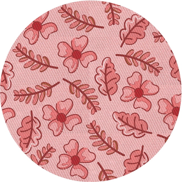 Ahgly Tapis Rond Lavable en Machine Intérieur Rouge Pamplemousse Transitionnel, 8 Pieds Rond