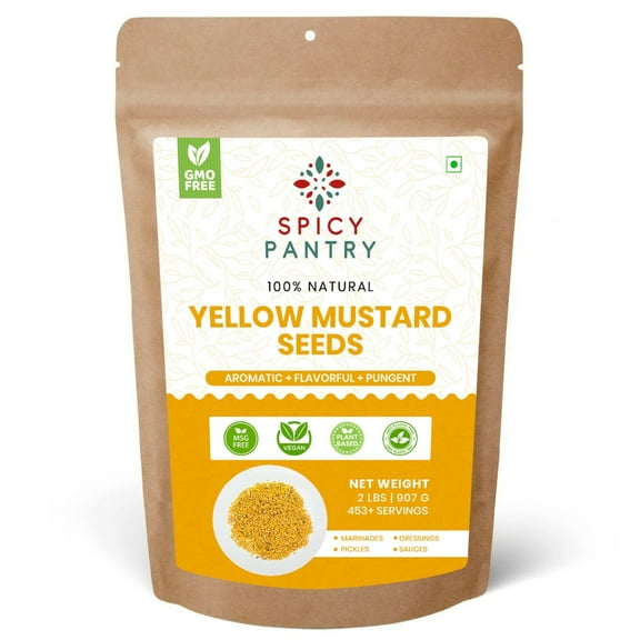 Spicy Pantry Yellow Mustard Seeds – 2 lbs, 100% Natural Whole Seeds, Ideal for Pickling & Cooking
