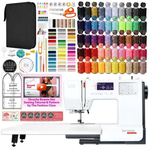 Bernette B38 Top End Sewing Machine with Sewing Thread & 200 Accessories