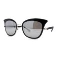 thumbnail image 2 of Womens Cat Eye Double Rim Butterfly Shape Mirror Lens Sunglasses Silver Black Mirror, 2 of 4